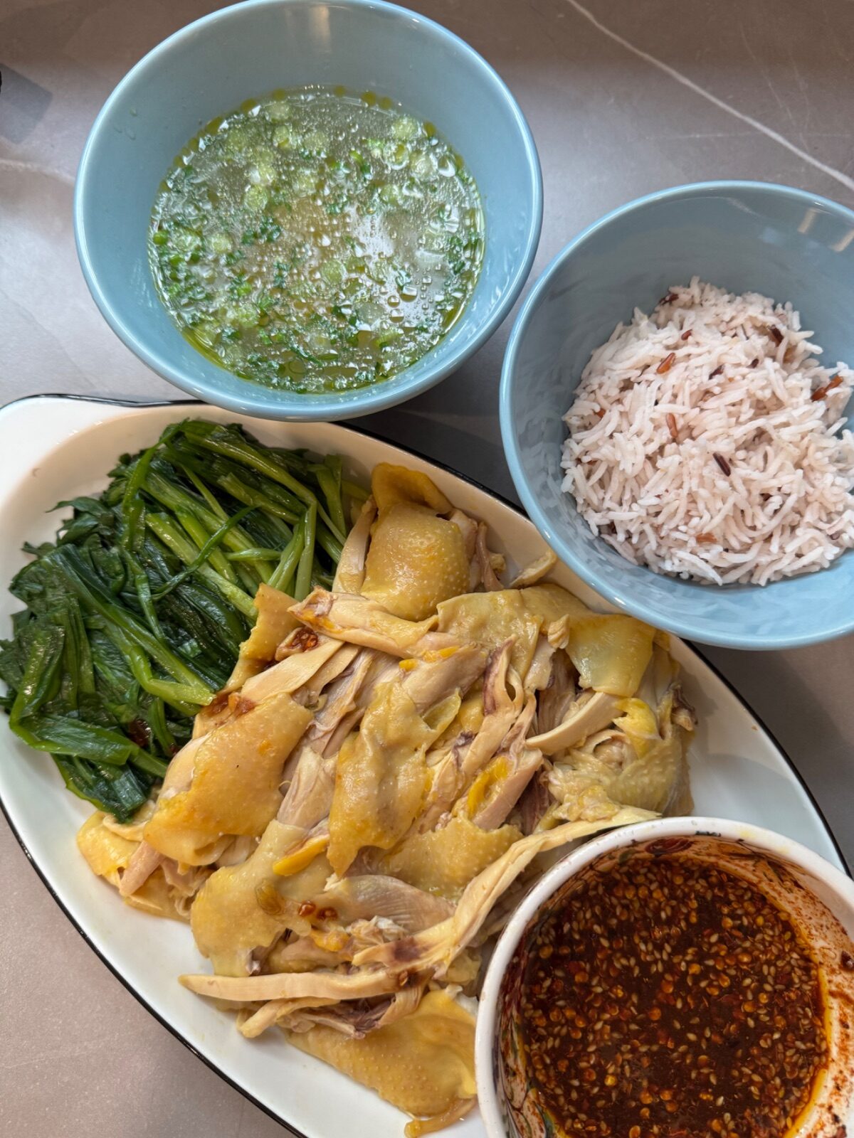 Korean-Style Garlic Chicken Soup & Shredded Chicken